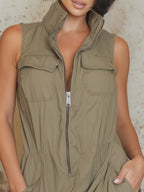 Olive Sleeveless Utility Balloon Jumpsuit