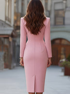Mooyius Zip-Front Tailored Pencil Dress