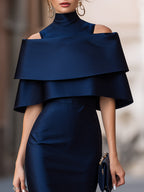 Off-Shoulder Layered Midi Dress