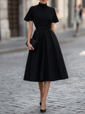 Elegant High-Neck Midi Dress