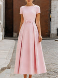 Elegant A-Line  Maxi Dress With Waist Bow