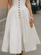 Halter Neck Button-Front Midi Dress