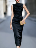 Sleeveless Ruched Evening Sheath Dress