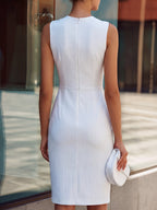 Chic Striped Keyhole Bow Midi Dress