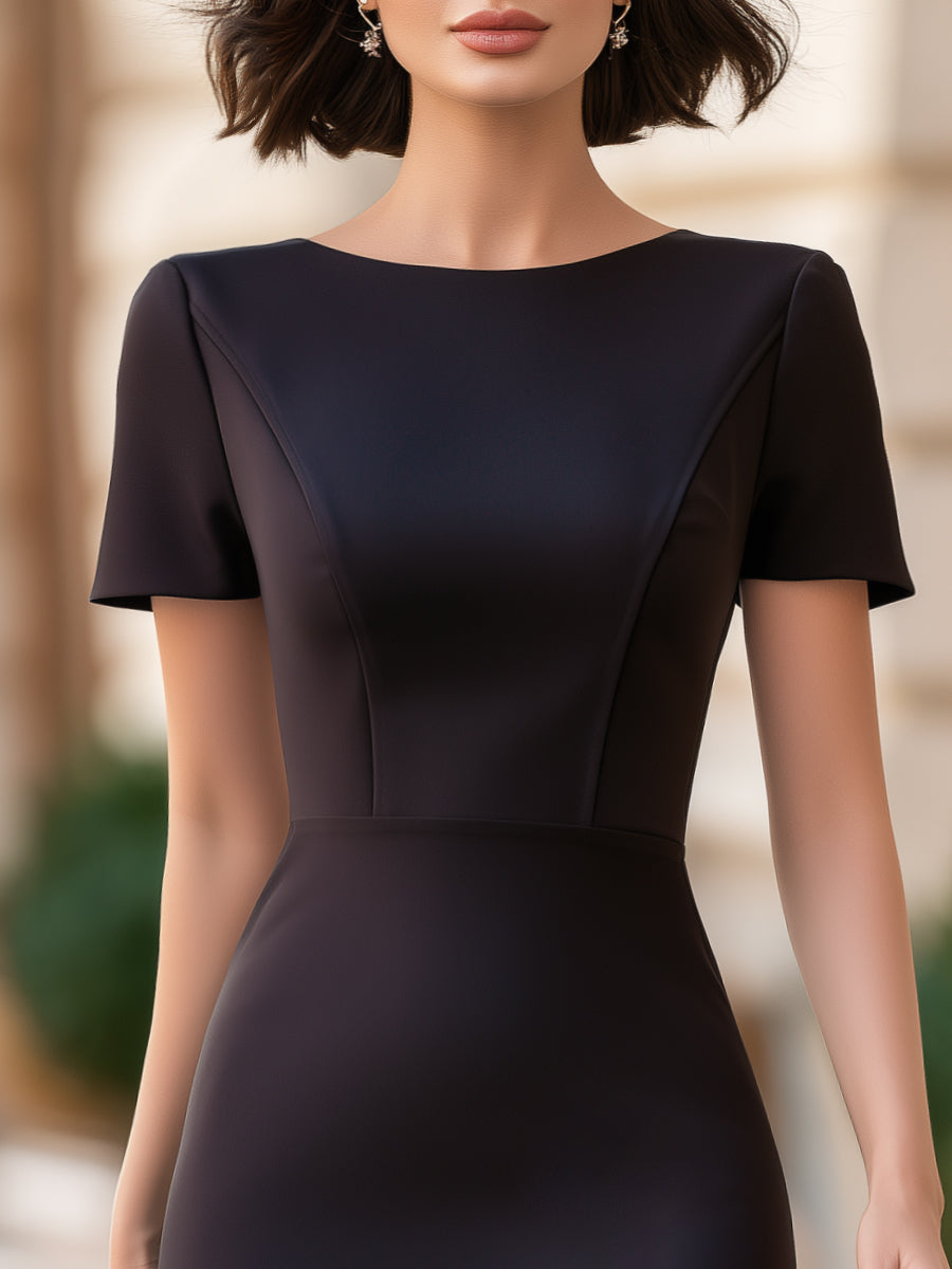 Mermaid Hem Contrast Chiffon Midi Dress