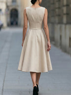 Sleeveless Tie-Neck Fit-and-Flare Midi Dress