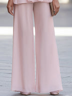 Tiered Ruffle High-Neck Wide-Leg Pants Set