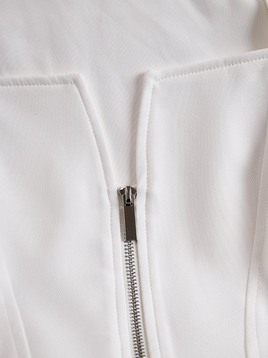 Mooyius Plain Structured Zip-Front Midi Dress