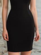 Studded Cold-Shoulder Fitted Mini Dress