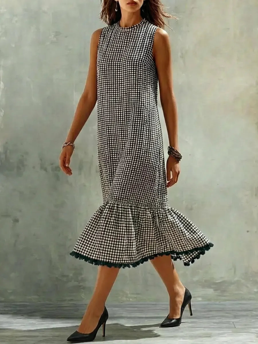 Women's Retro Striped Art Casual Fashion Cozy Cotton Linen Dress
