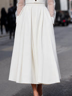 Elegant V-Neck Midi Dress & Structured Long Sleeve Jacket Set