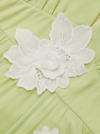 Light Green Applique Chiffon V Neck Sleeveless A-Line Maxi Dress