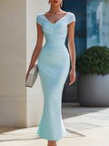 Ruched V-Neck Mermaid Evening Dress