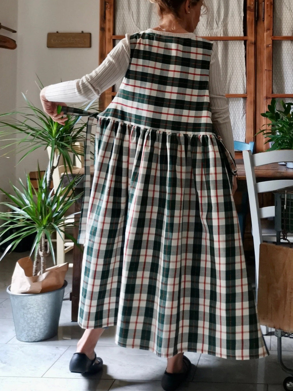 Green Tartan Cotton Apron