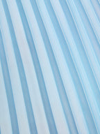 Women Light Blue Pleated One Shoulder Sleeveless Dressy Top With Skirt Two-Piece Set