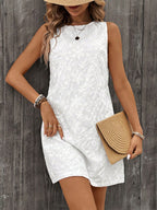 Women's White Round Neck Vest Dress