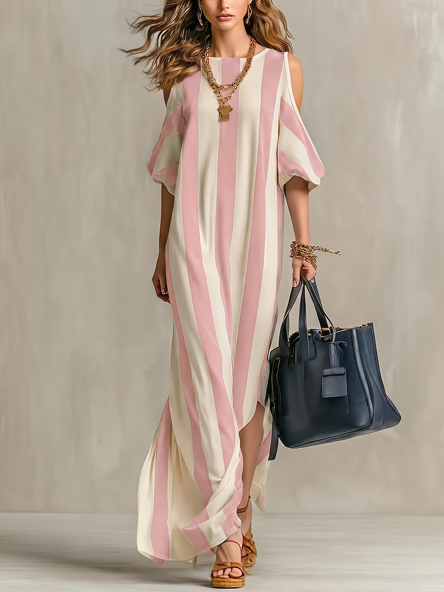 Women's Classic Striped Crew-neck Dress