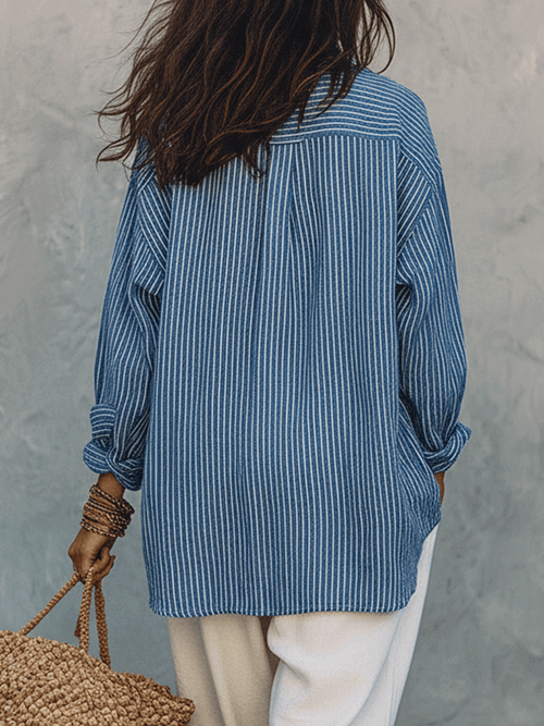 Bohemian Blue Stripe Airy Shirt