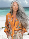 Vacation seaside elegant embroidery top 08af