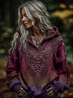 Women's Viking Celtic Knot Art Knitted Warm Hooded Sweater