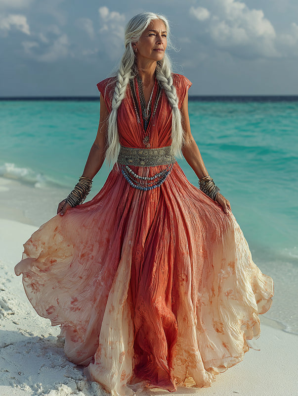 Summer vacation fashion elegant contrast color dress 144c