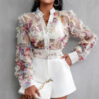 Women's Sheer Floral Casual Shirt