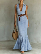 Women's Vintage Striped Slim-fit Dress