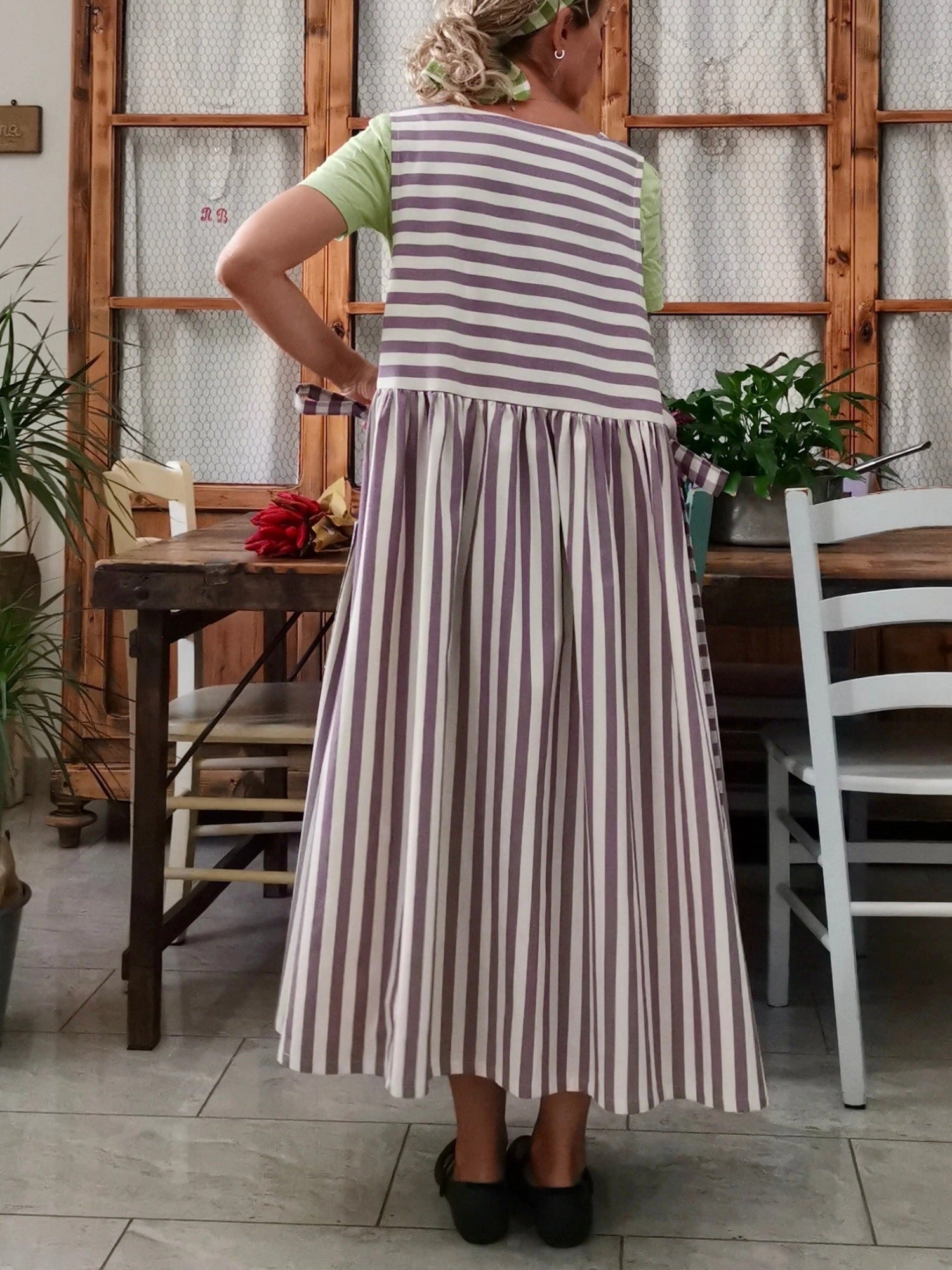 Purple Striped Apron