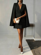 Women's Double-breasted Cape Suit Dress