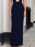 Halter Neck Cut-Out Sculpted Maxi Dress