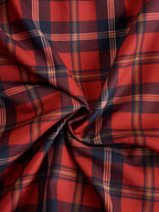 Mooyius Statement Red Plaid Trench Dress With Gold Buckle Belt