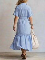 Women's Striped Pattern Art Casual Stylish Cotton Linen Dress