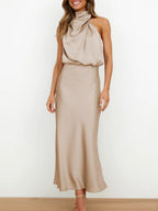 Elegant Sleeveless Satin Evening Gown
