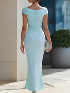 Ruched V-Neck Mermaid Evening Dress