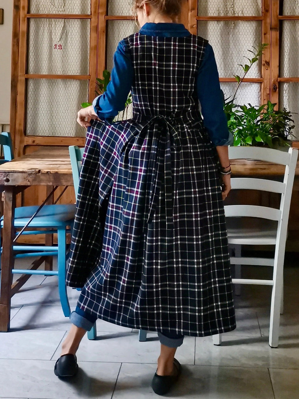 Blue Tartan Apron