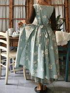 Vintage Light Blue Floral Apron