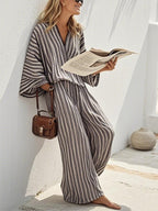 Women'S Loose Striped Pants Suit