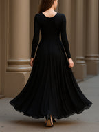 Monochrome Flowing Evening Gown With Contrast Panels