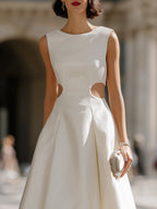 Side Cut-Out Sculpted A-Line Midi Dress