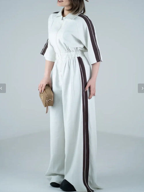 Casual Zip-up Cotton Jumpsuit