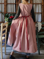 Cherry Red Striped Cotton Kitchen Apron