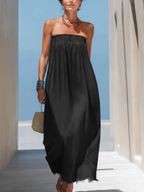 Casual Vacation Strapless Denim Dress