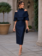 Off-Shoulder Layered Midi Dress