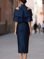 Off-Shoulder Layered Midi Dress