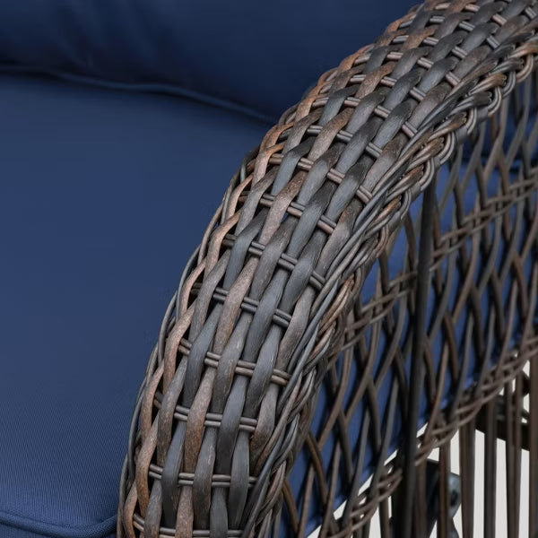 3-Piece Wicker Swivel Rocker Patio Set with Glass Side Table