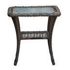 3-Piece Wicker Swivel Rocker Patio Set with Glass Side Table
