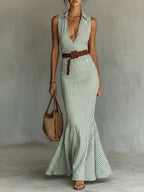 Women's Vintage Striped Slim-fit Dress
