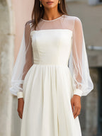 Sheer Sleeve Empire Waist Flowing Midi Dress