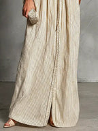 Women's Striped Art Casual Fashion Cozy Cotton Linen Dress