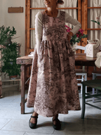 Vintage Toile de Jouy Pink Long Apron with Pockets